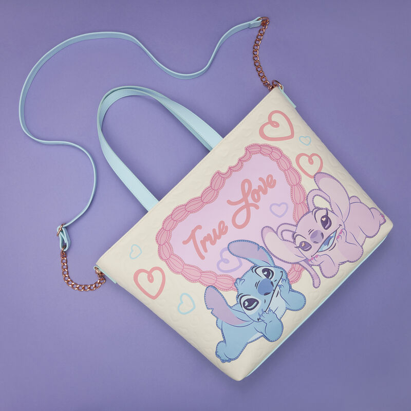 Stitch & Angel True Love Tote Crossbody Bag | Loungefly display picture 2