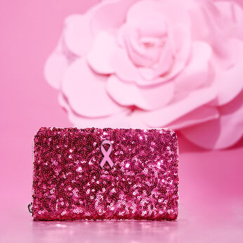 Breast Cancer Research Foundation Exclusive Pink Ribbon Sequin Zip Around Wallet, Image 2