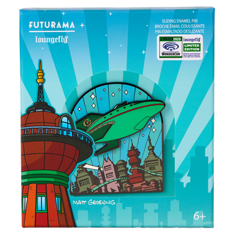 WonderCon Limited Edition Futurama Planet Express Glow 3" Collector Box Sliding Pin, Image 1