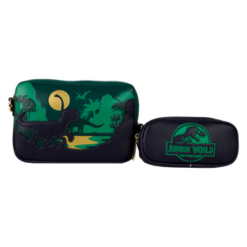 Jurassic World Jungle Dinosaur Silhouette Sling Crossbody Bag With Coin Bag, Image 1