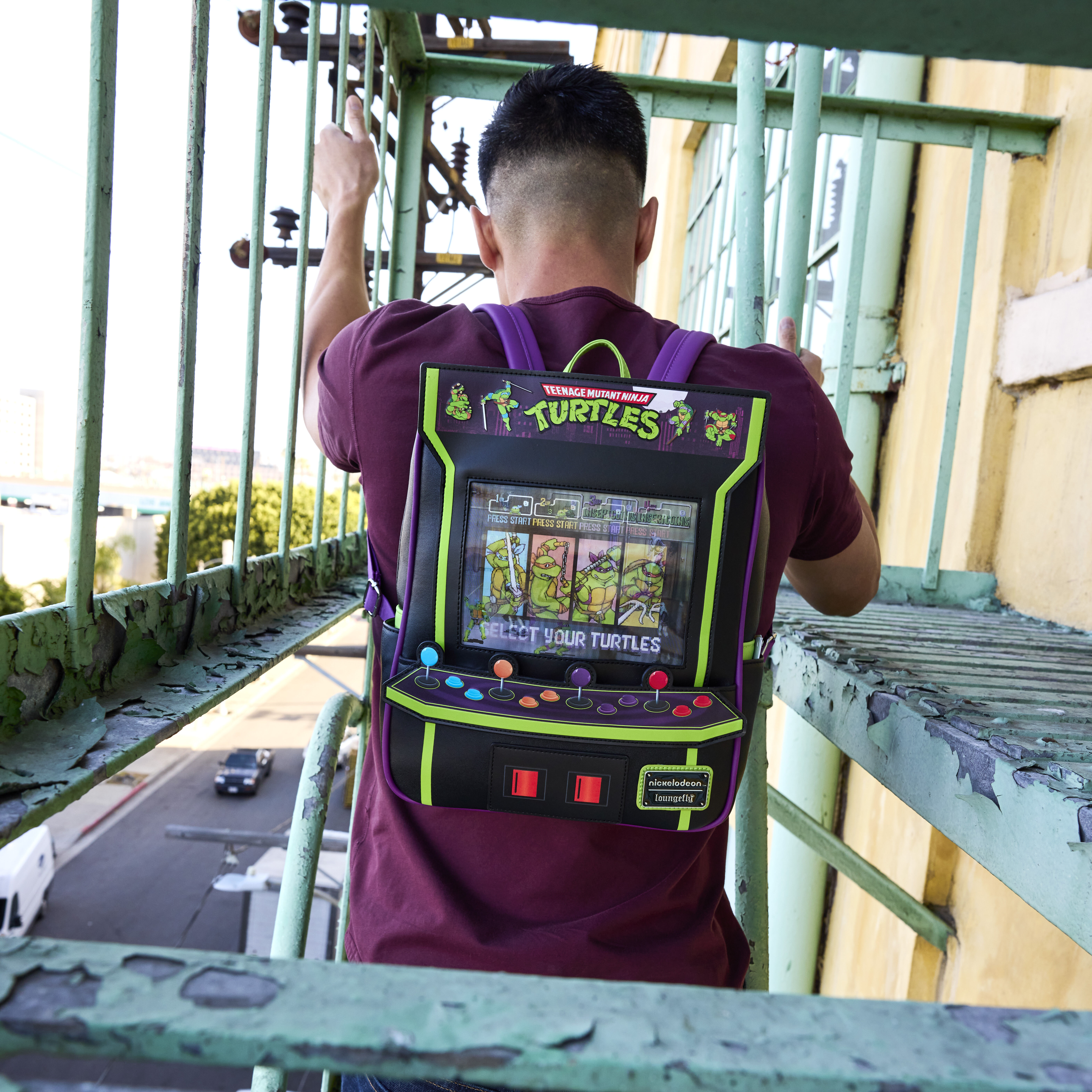 Buy Teenage Mutant Ninja Turtles 40th Anniversary Vintage Arcade Lenticular Glow Mini Backpack at Loungefly