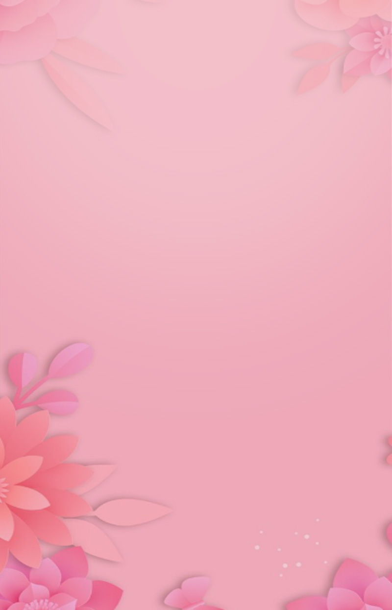 Pink floral paper-cut background with flowers, butterflies, and pastel leaves surrounding an open space