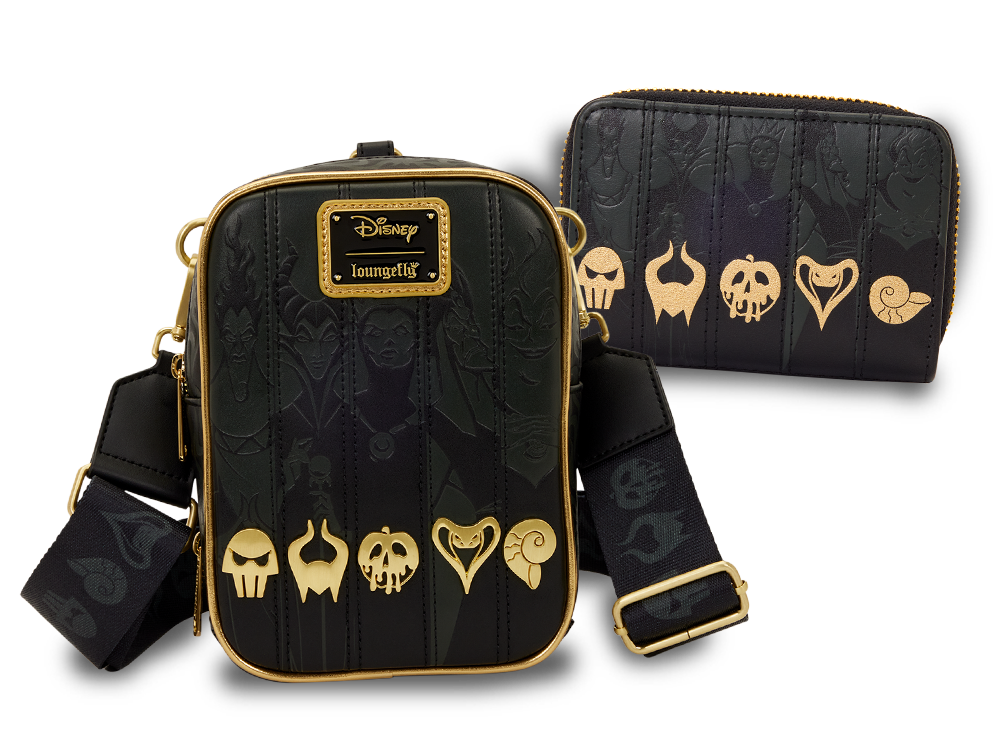 Close up of Disney Villains Loungefly accessories