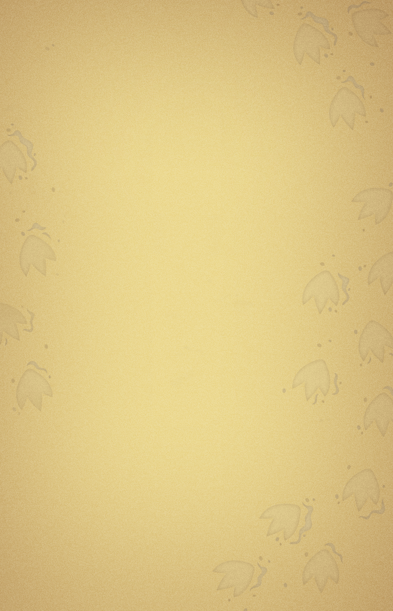 Light beige textured background with subtle penguin footprints scattered across the surface