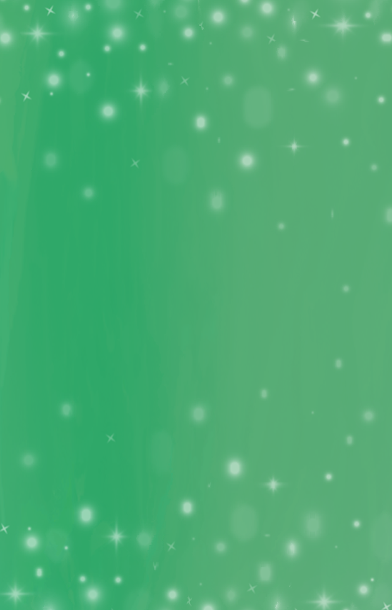 Green background with lens flare orbs and white stars scattered
