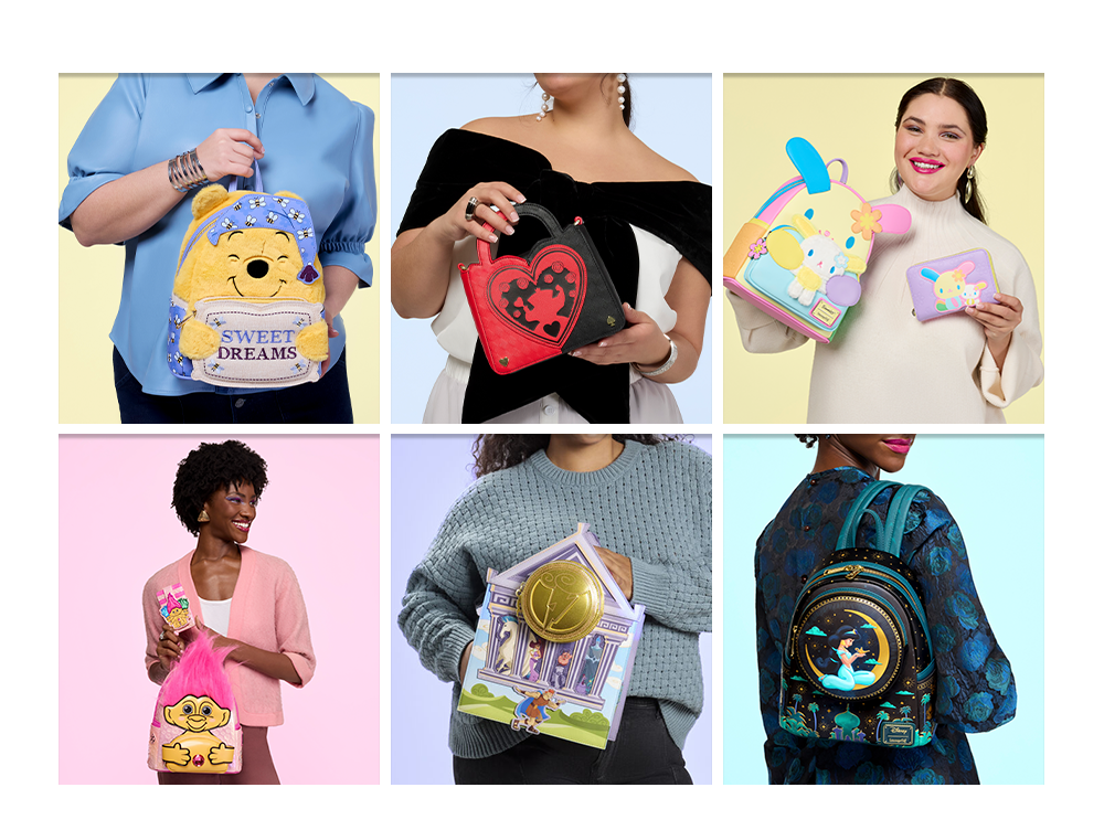 models with various exclusive Loungefly accessories