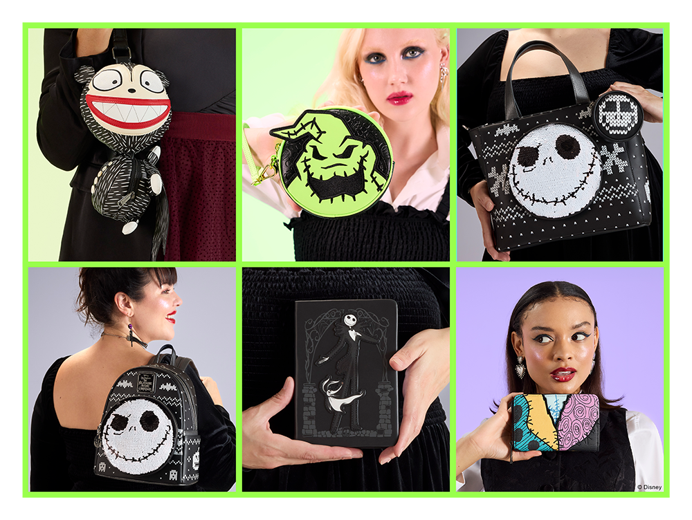 model holding a series of the nightmare before christmas accessories