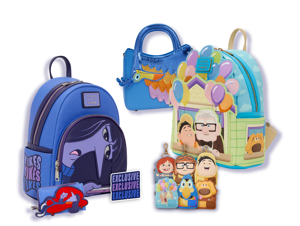 Selection of Pixar Loungefly accessories including Inside Out and Up