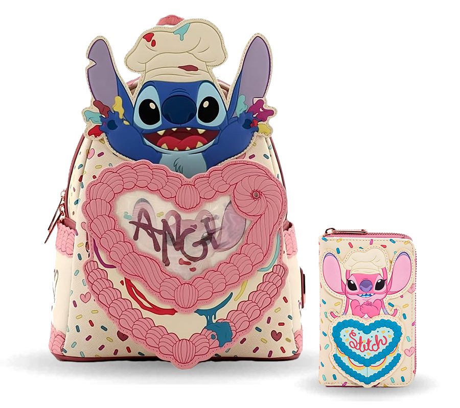 Stitch and Angel Loungefly backpack and wallet