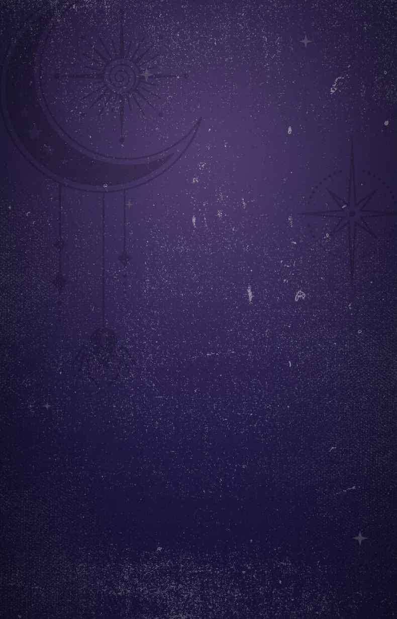 Dark Purple Black gradient background with White subtle grunge texture and tarot card-style pattern