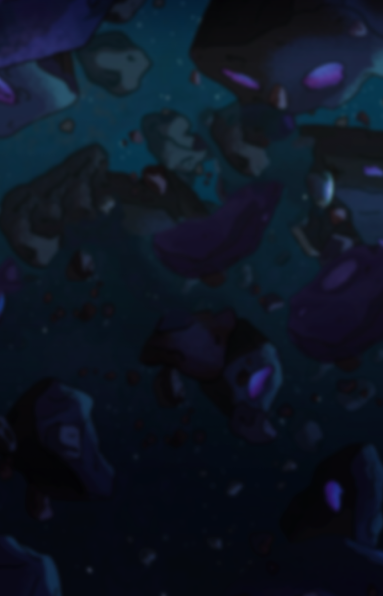 Dark galaxy background with multi-colored space rocks