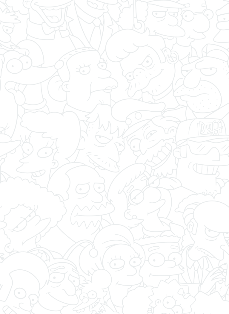 White background with pattern of Simpson character outlines