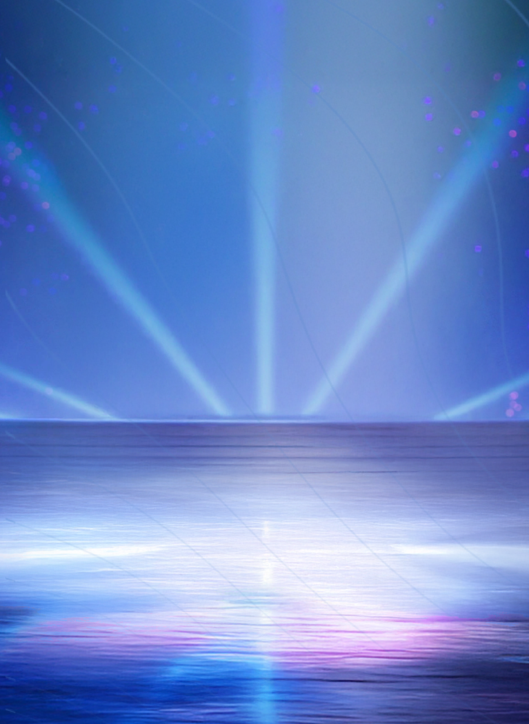 Blue stage background with bright lights