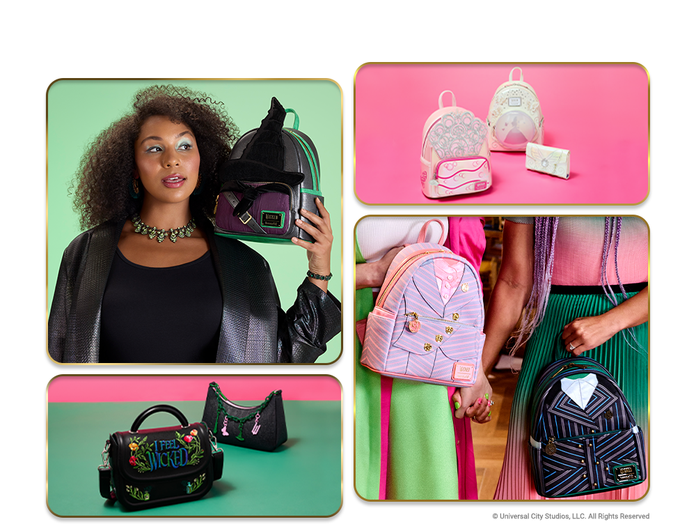 Collage with Gold gradients featuring Loungefly Wicked collection