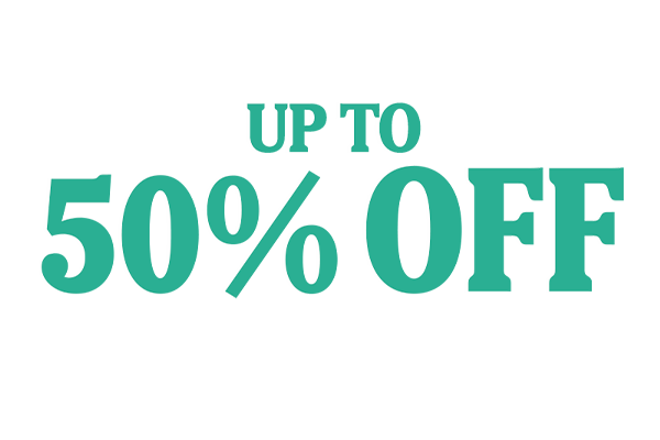 Teal text for Funko's Black Friday sale. Shop up to 50% Off now