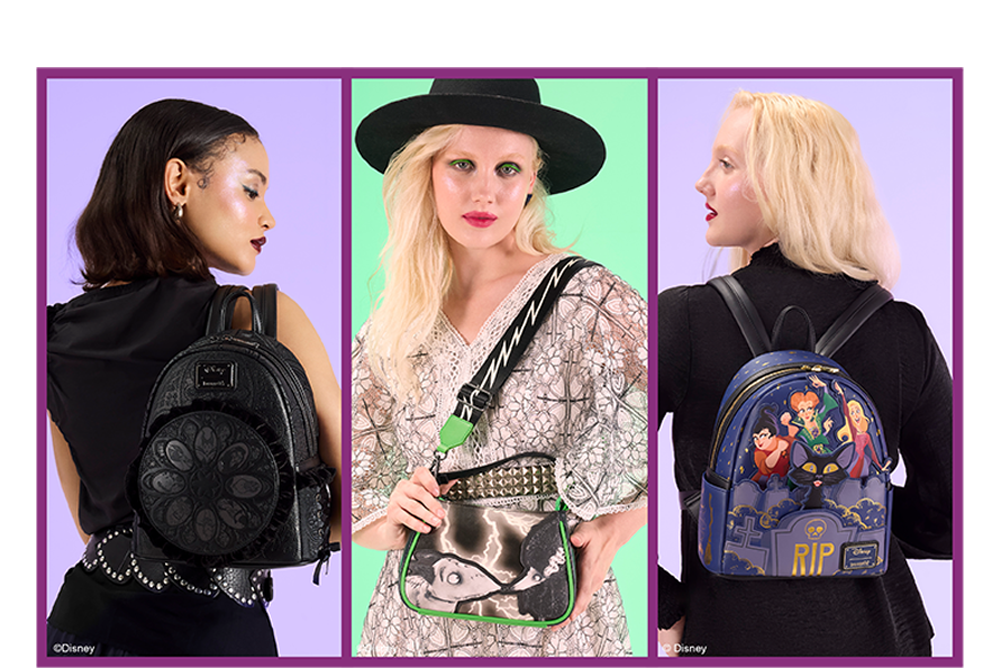 Purple border collage featuring Halloween Loungefly styles