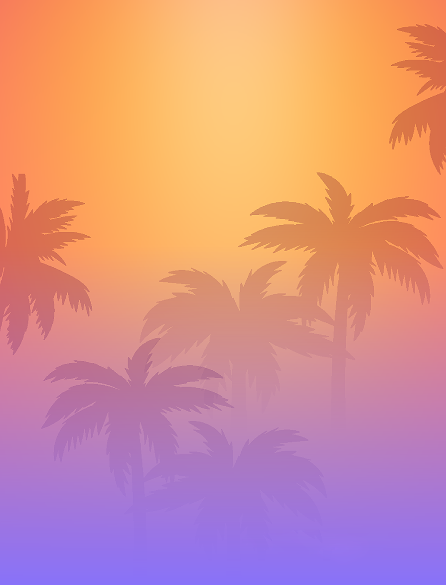 Sunset palm tree background that fades into bright Purple