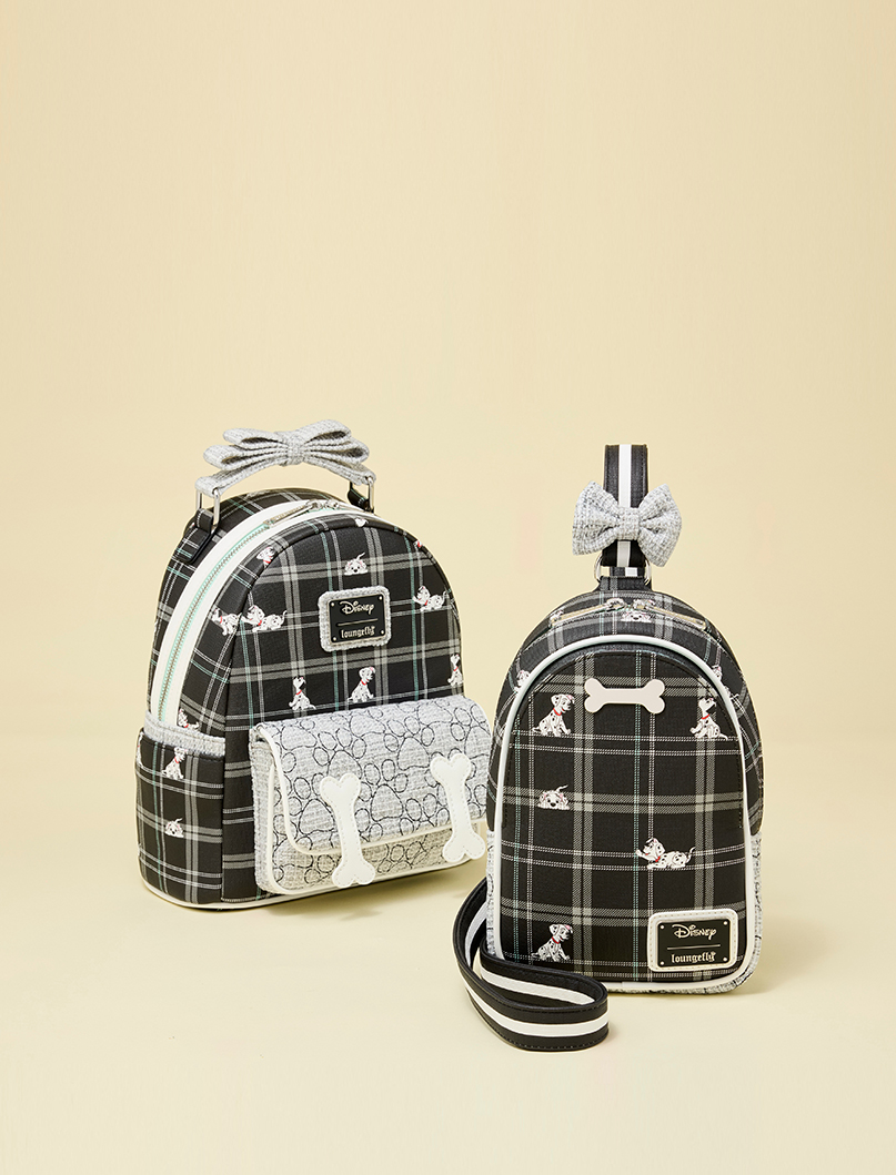 Tan background featuring Loungefly Disney 101 Dalmatians collection