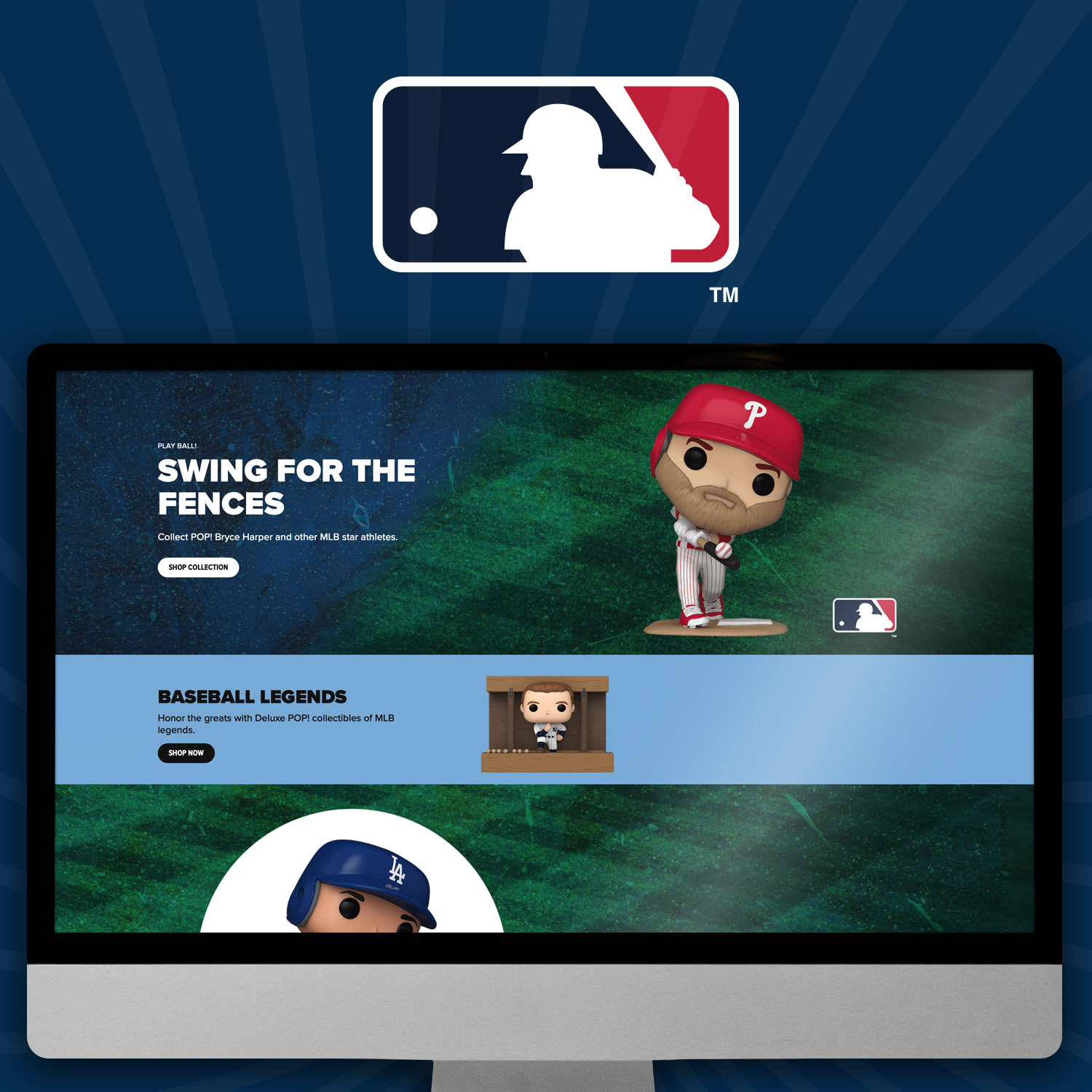 MLB landing page inside a screen