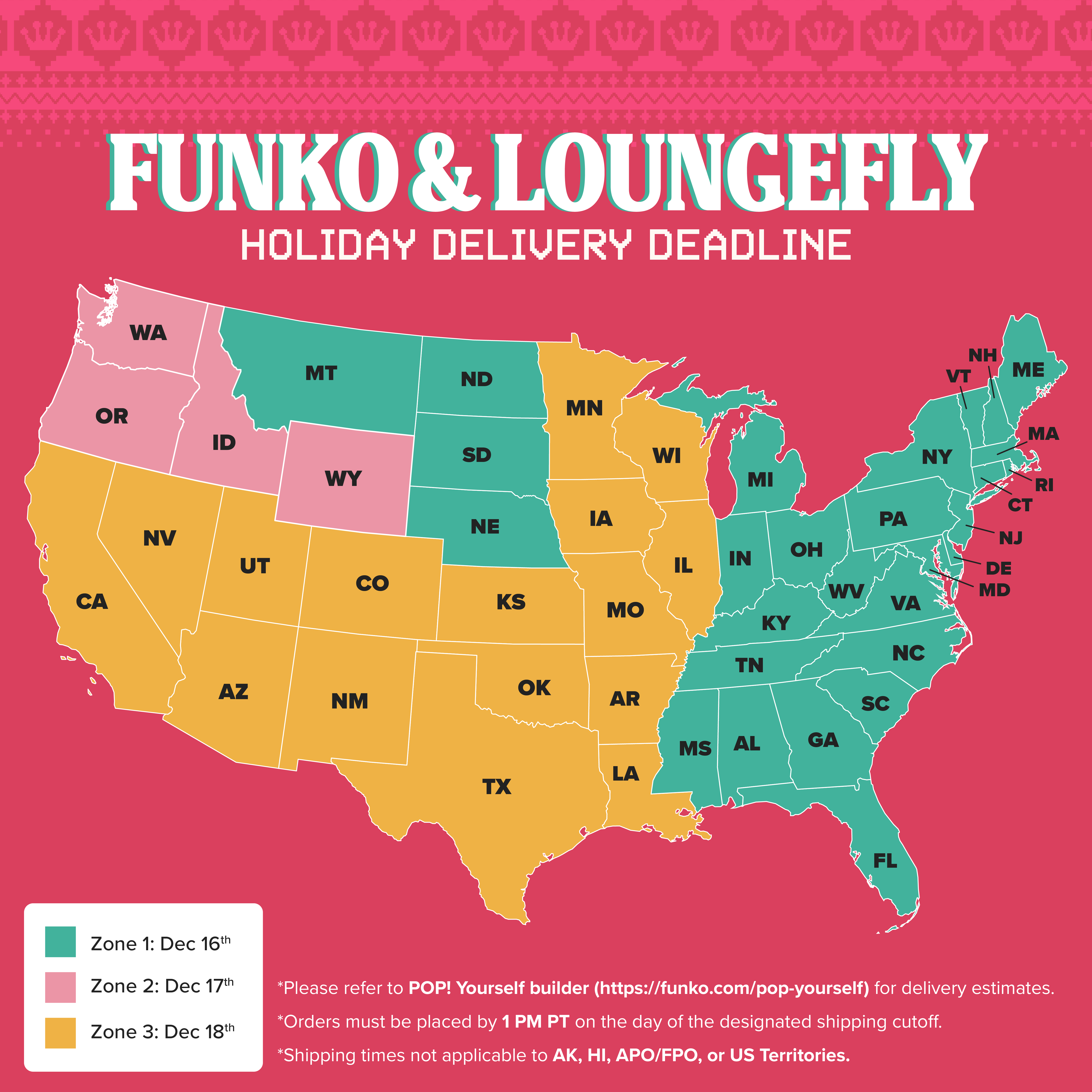 Funko and Loungefly Holiday Delivery Deadlines