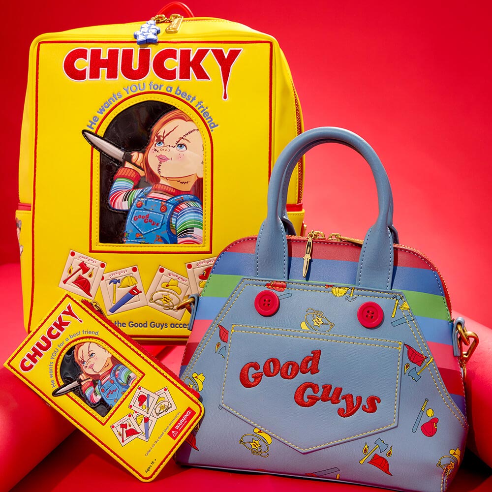 Red product background featuring September Chucky collection