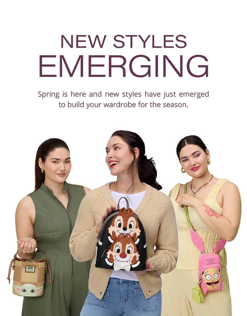 Collage of model images showcasing Loungefly April collection