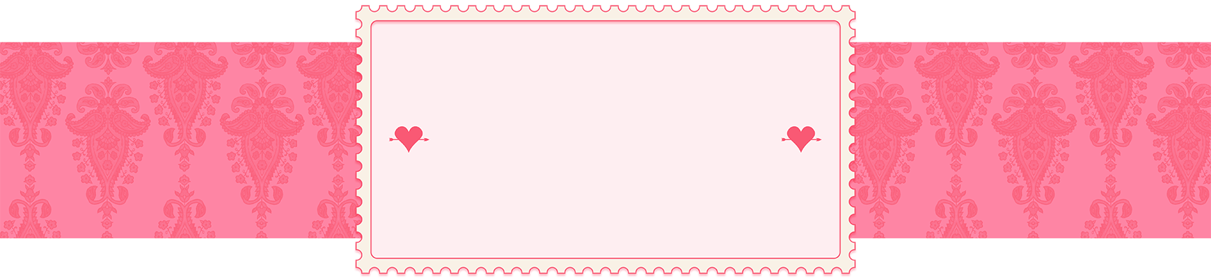 Pink wallpaper background with postcard stamp