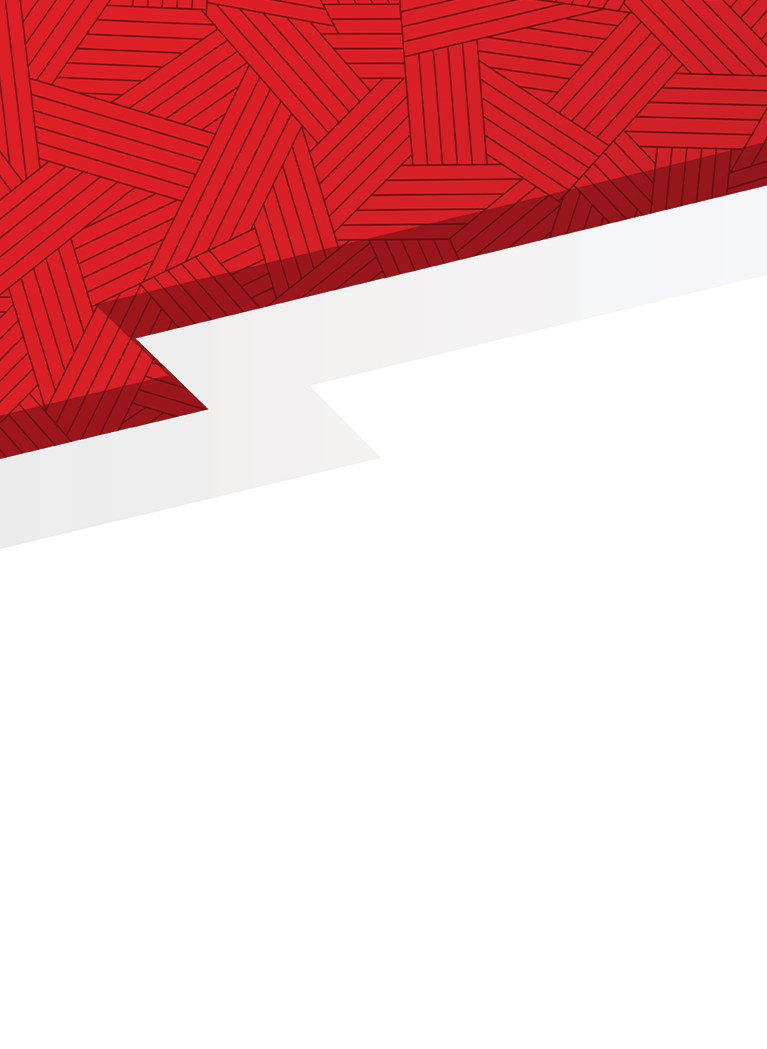 Red background with line pattern and White zig-zag separation