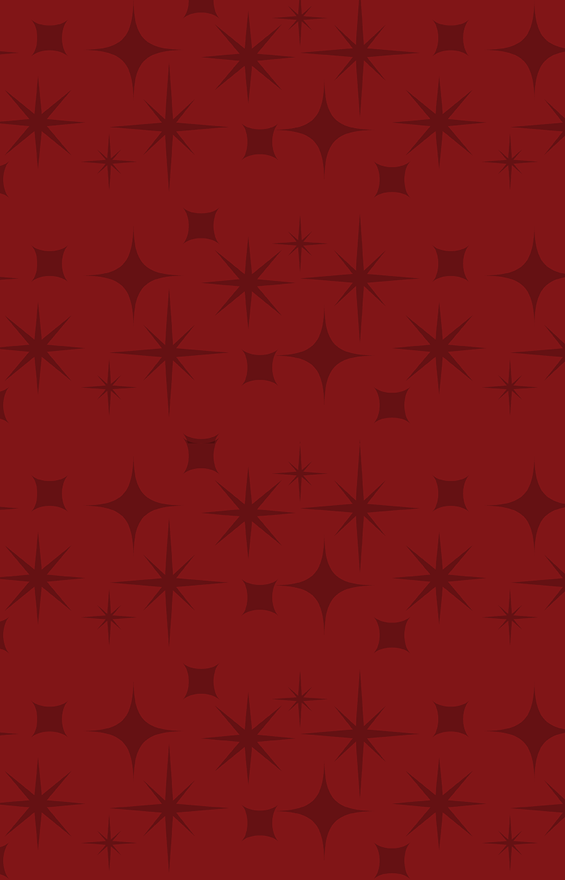 Cranberry colored background with holiday stars pattern
