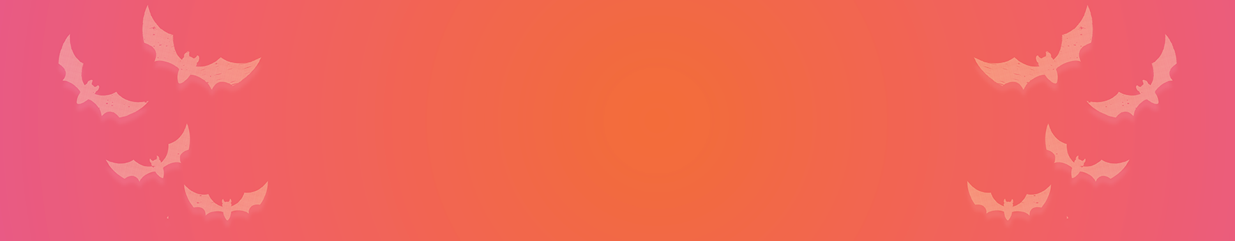 Pink to Orange radial gradient background with White faded bats