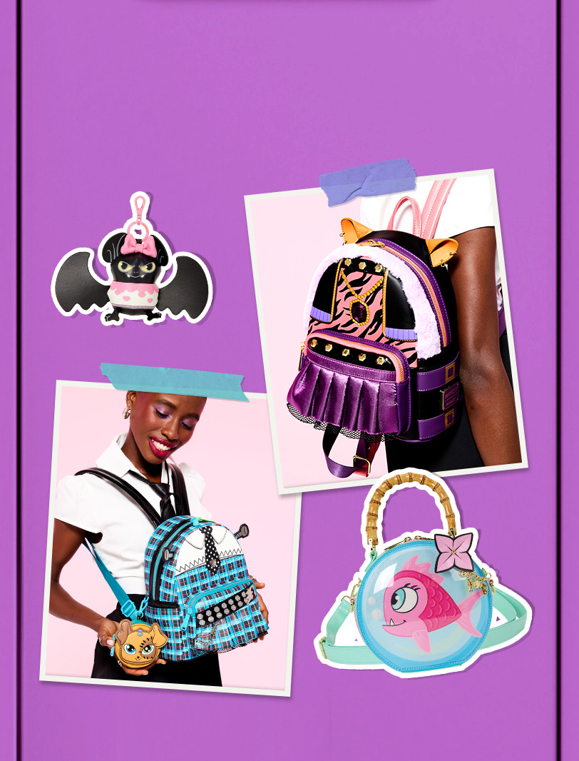 Pink locker background featuring Loungefly Monster High collection