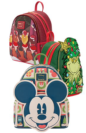 Loungefly Holiday collection featuring styles inspired by Mean Girls, Disney, and The Grinch Loungefly Sanrio Kuromi 20th Anniversary collection