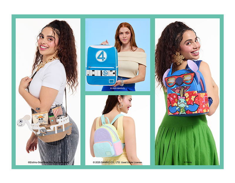 Collage of models showcasing Loungefly San Diego Comic Con 2025 Exclusives