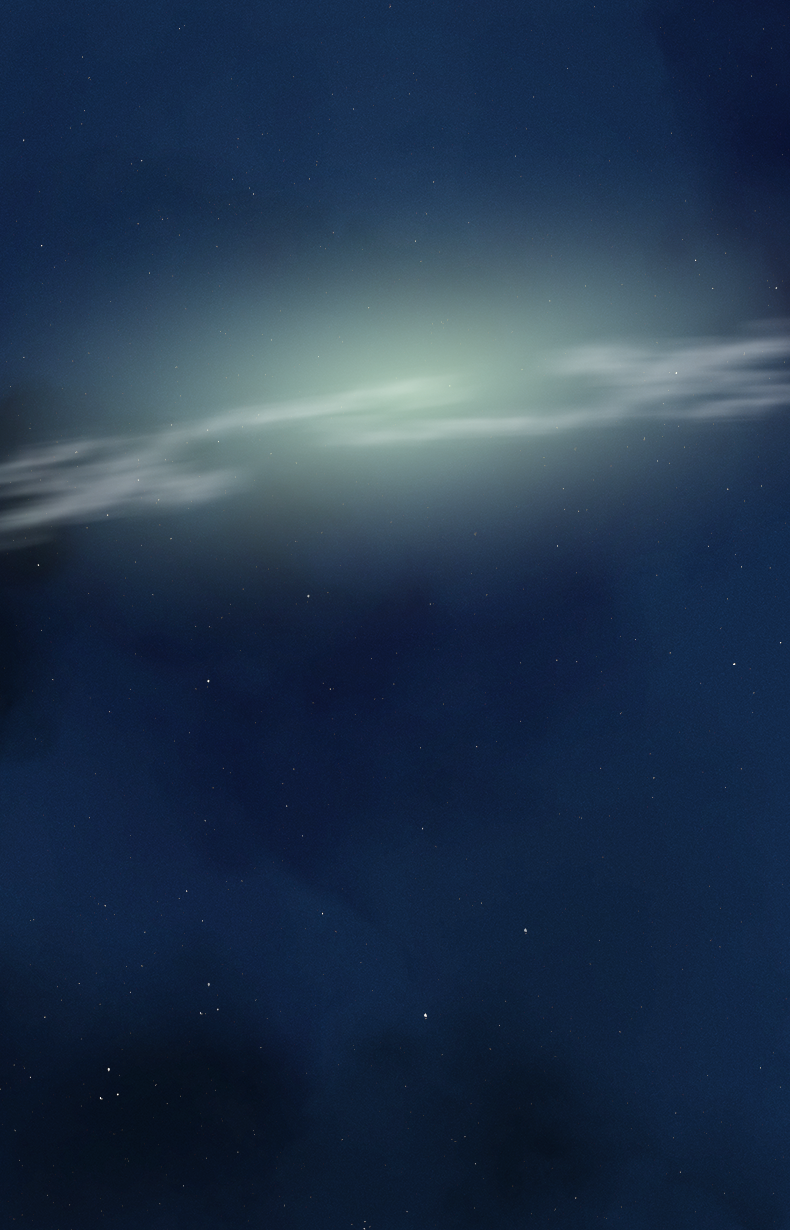 Galaxy background with clouds and glowing light