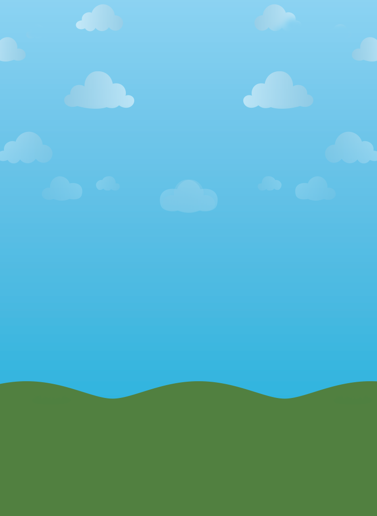 Blue cloudy sky with Green hills cartoon background