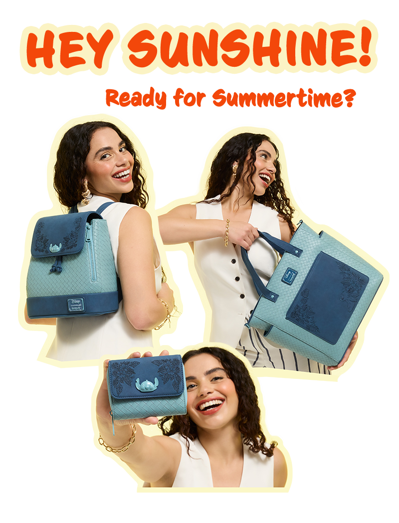 Loungefly Hey Sunshine campaign featuring Disney Stitch Embroidered collection
