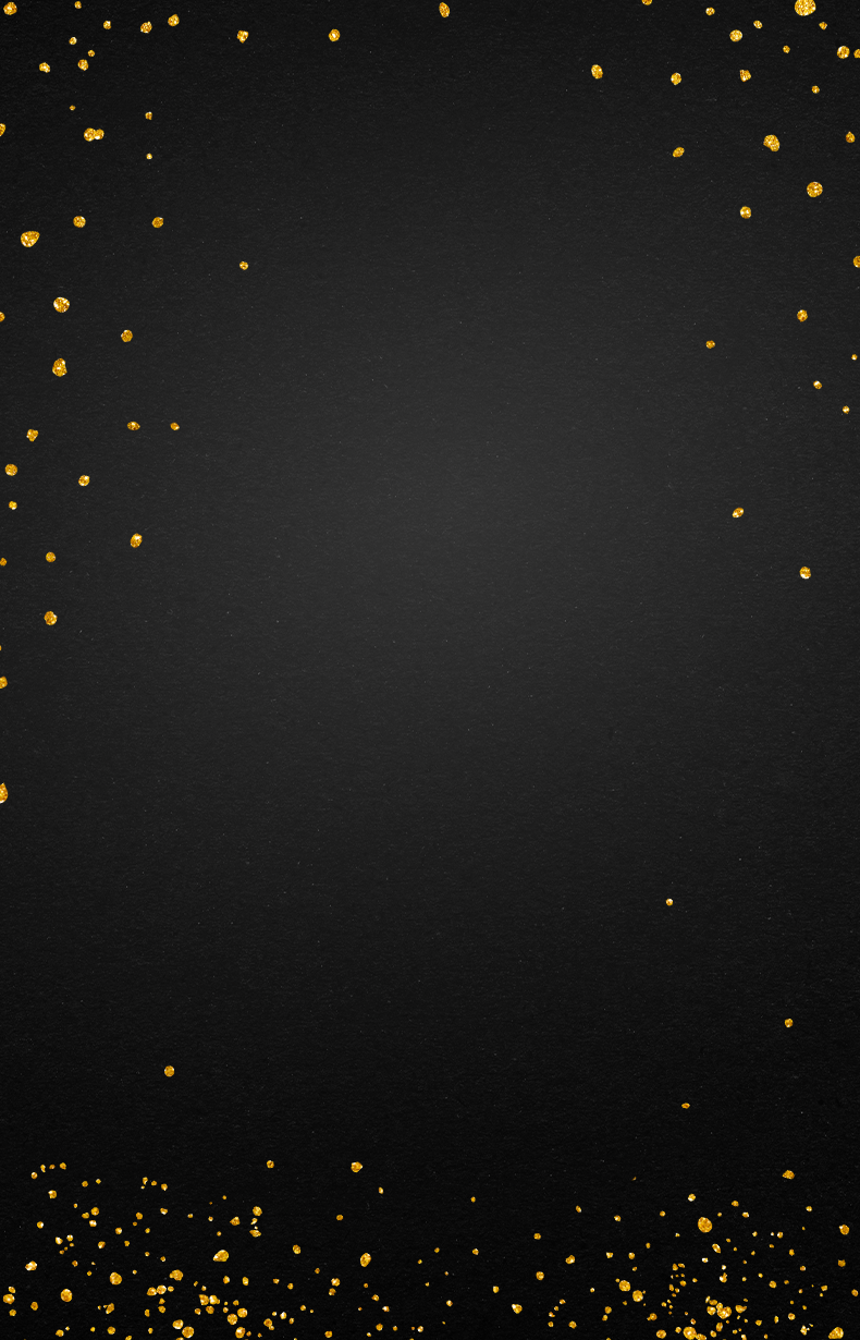Black background with Gold confetti border