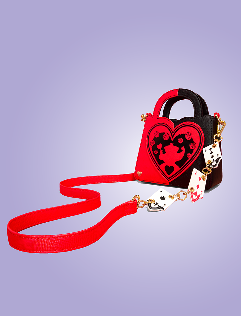 Purple radial gradient background featuring Loungefly Exclusive Disney Alice in Wonderland Crossbody Bag