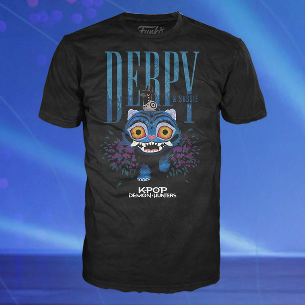 KPop Demon Hunters background featuring Funko Derpy T-Shirt