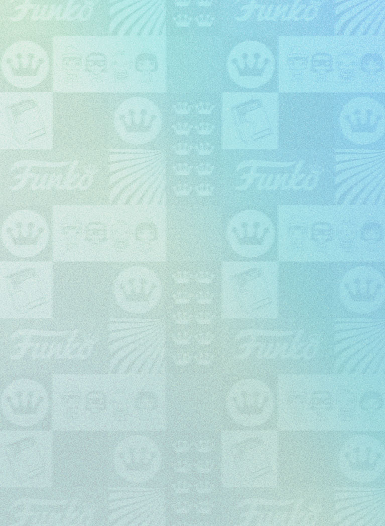 Green to Blue grainy gradient background with Funko pattern