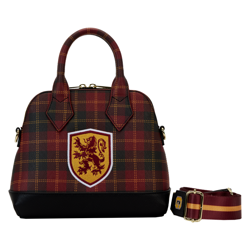 Image of our Harry Potter Gryffindor Varsity Plaid Crossbody Bag against a white background