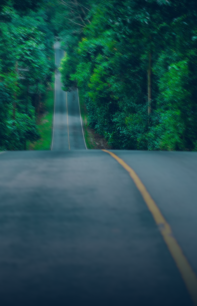 Backroads background with rolling road and lush greenery with slight blurred effect