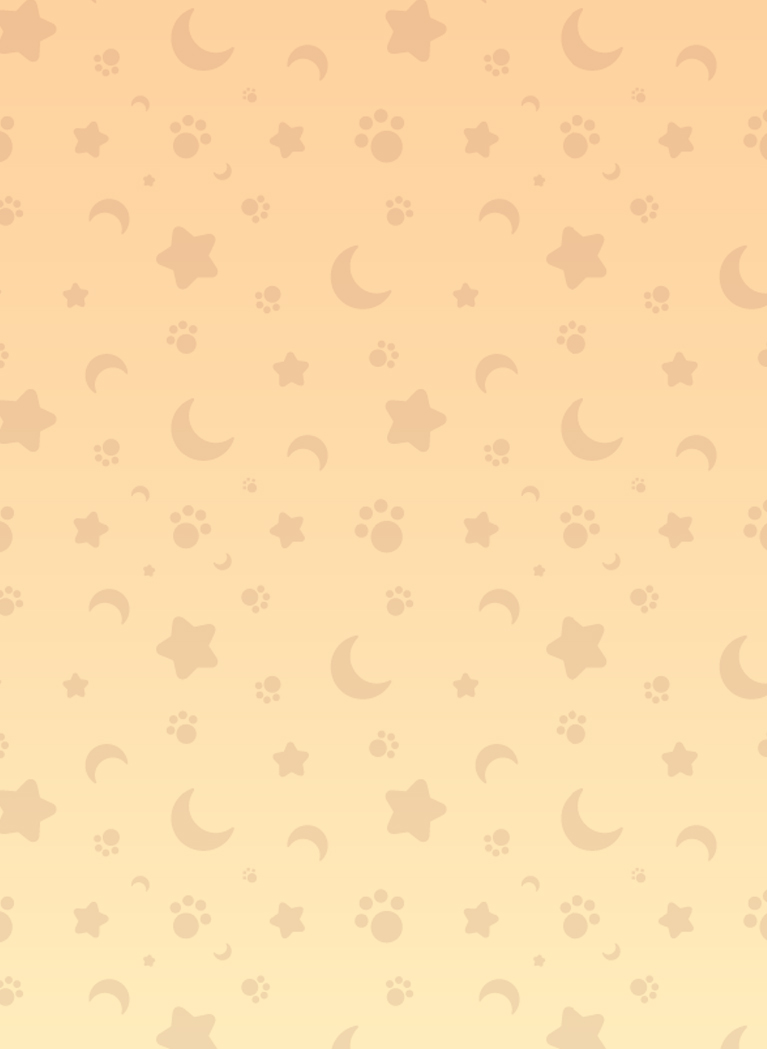 Tan to Yellow gradient background with stars, moon and paw prints pattern