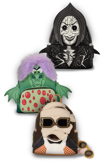 Loungefly Halloween collection with styles inspired by Coraline, Universal Monsters, and Madam Mim
