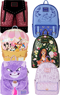 Loungefly Disney collection featuring styles inspired by Winnie the Pooh, The Emperor's New Groove, The Fox and the Hound, and more!