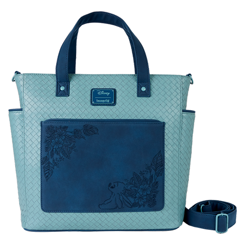 Disney Stitch Embroidered Floral Convertible Backpack & Tote Crossbody Bag
