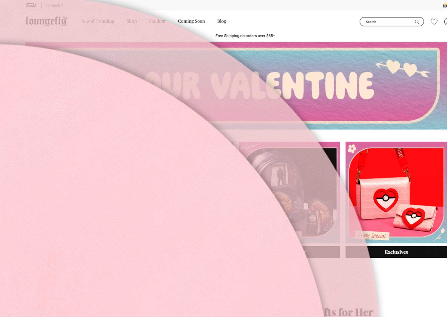 Pink circles showcasing Loungefly Valentine's Day Gift Guide