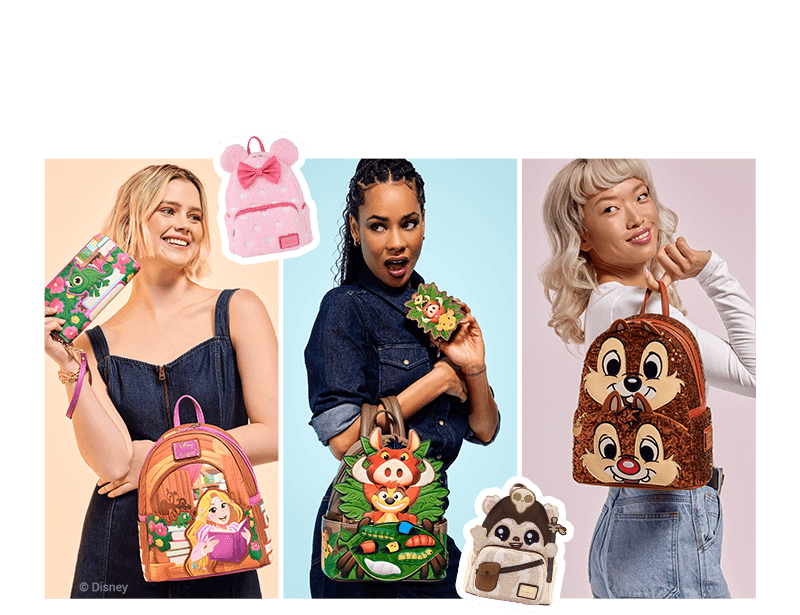 Loungefly April exclusives collection featuring Tangled, The Lion King, Minnie Mouse and more!