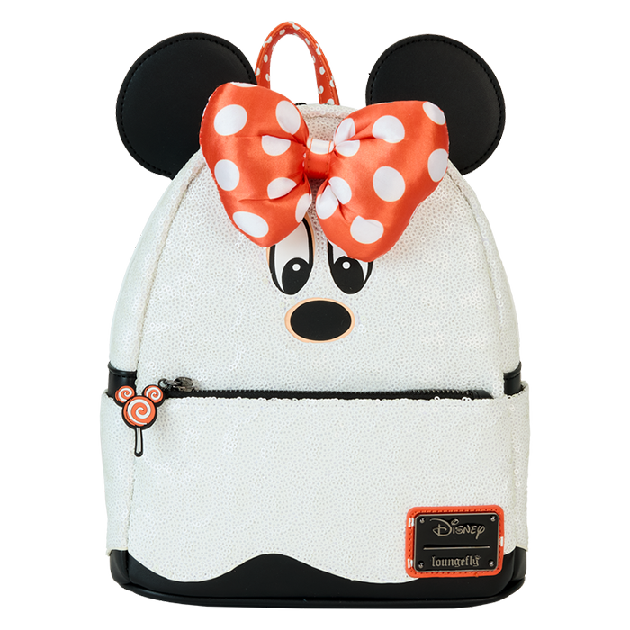 Loungefly Limited Edition Minnie Mouse Ghost Costume Glow Sequin Mini Backpack