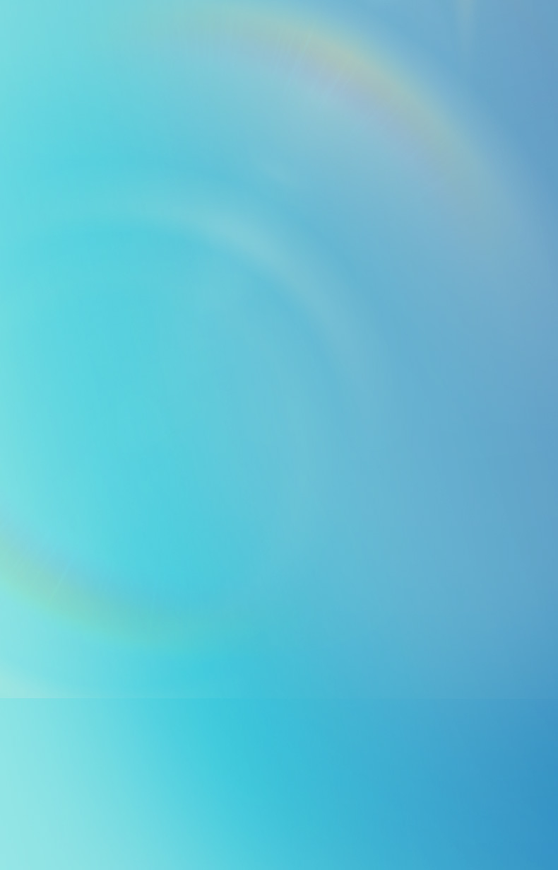 Blue gradient background with rainbow lens flare effect